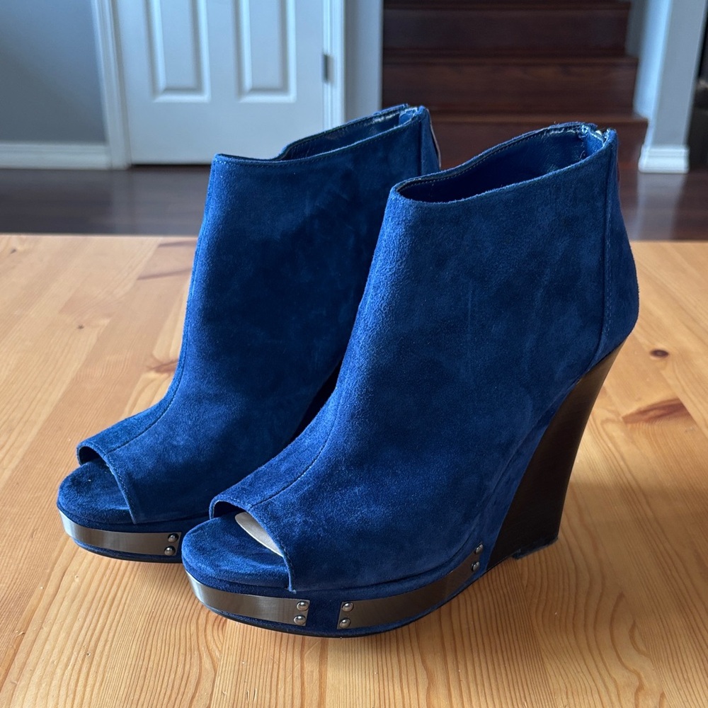 Vince Camuto Deep Blue Suede Wedges